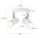 Mexlite Luminaria de baño UPROUND de 2 llamas, cilíndrico, Dim-To-Warm, ajustable GU10 IP44, blanco mate regulable