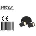 Mexlite Luminaria de baño UPROUND de 2 llamas, cilíndrico, ajustable GU10 IP44, negro mate regulable