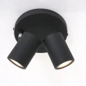 Mexlite Luminaria de baño UPROUND de 2 llamas, cilíndrico, ajustable GU10 IP44, negro mate regulable