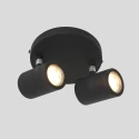Mexlite Luminaria de baño UPROUND de 2 llamas, cilíndrico, ajustable GU10 IP44, negro mate regulable