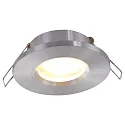 Steinhauer Luminaria empotrable PÉLITE SPOT redondo, rígido, con cable abierto GU10 IP44, acero cepillado regulable