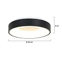 Luminaria de techo RINGLEDE - Ø 48CM grande, redondo, directo / indirecto IP20, negro mate regulable