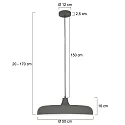 Steinhauer Luminaria colgante KRISIP abajo, de 1 llama, plano E27 IP20, gris, mate regulable