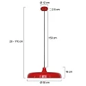 Luminaria colgante KRISIP abajo, de 1 llama, plano E27 IP20, rojo regulable