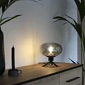 Steinhauer Luminaria de mesa REFLEXION - Ø 22CM de 1 llama, plano, con interruptor, con enchufe E27 IP20, negro mate 