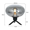 Steinhauer Luminaria de mesa REFLEXION - Ø 22CM de 1 llama, plano, con interruptor, con enchufe E27 IP20, negro mate 