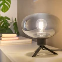 Steinhauer table lamp REFLEXION - Ø 22CM 1 flame, flat, with switch, with plug E27 IP20, black matt 