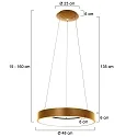 Luminaria colgante RINGLEDE - Ø 48CM grande, redondo, directo / indirecto IP20, dorado regulable