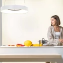 Steinhauer Luminaria colgante RINGLEDE - Ø 48CM grande, redondo, directo / indirecto IP20, blanco mate regulable