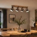 Luminaria de techo GEARWOOD de 4 llamas, ajustable E27 IP20