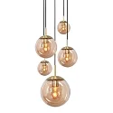 Steinhauer Luminaria colgante BOLLIQUE de 5 llamas E27 IP20, ámbar, latón, negro regulable