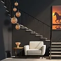 Steinhauer Luminaria colgante BOLLIQUE de 5 llamas E27 IP20, ámbar, latón, negro regulable