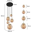 Steinhauer Luminaria colgante BOLLIQUE de 5 llamas E27 IP20, ámbar, latón, negro regulable