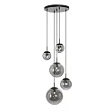 Luminaria colgante BOLLIQUE de 5 llamas, redondo E27 IP20, negro mate regulable