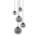 Steinhauer Luminaria colgante BOLLIQUE de 5 llamas, redondo E27 IP20, negro mate regulable