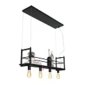 Mexlite pendant luminaire BUCKLEY 4 flames, with shelf E27 IP20, black matt dimmable