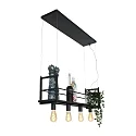 Mexlite pendant luminaire BUCKLEY 4 flames, with shelf E27 IP20, black matt dimmable