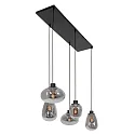 Steinhauer Luminaria colgante REFLEXION de 5 llamas, angular, lang, ajustable E27 IP20, negro mate regulable