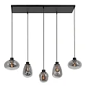 Steinhauer Luminaria colgante REFLEXION de 5 llamas, angular, lang, ajustable E27 IP20, negro mate regulable