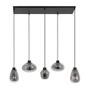 Steinhauer Luminaria colgante REFLEXION de 5 llamas, angular, lang, ajustable E27 IP20, negro mate regulable