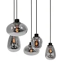 Steinhauer Luminaria colgante REFLEXION de 5 llamas, angular, lang, ajustable E27 IP20, negro mate regulable