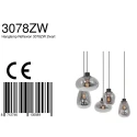 Steinhauer Steinhauer Pendant luminaire REFLEXION, 5 flames, smoky, fitting black