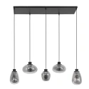 Steinhauer Steinhauer Pendant luminaire REFLEXION, 5 flames, smoky, fitting black