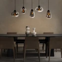 Steinhauer Steinhauer Pendant luminaire REFLEXION, 5 flames, smoky, fitting black