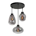 Steinhauer Steinhauer Pendant luminaire REFLEXION, 3 flames, smoky, fitting black