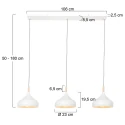 Mexlite Luminaria colgante BJORR de 3 llamas E27 IP20, blanco mate regulable
