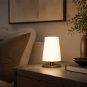 Steinhauer Luminaria de mesa ANCILLA de 1 llama, corto, con función de conmutación, cónico E27 IP20, bronce cepillado regulable