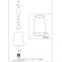 Steinhauer Luminaria de mesa ANCILLA de 1 llama, corto, con función de conmutación, cónico E27 IP20, acero cepillado regulable