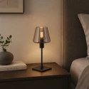 Steinhauer Luminaria de mesa ANCILLA de 1 llama, con función de conmutación, cónico E14 IP20, negro mate regulable