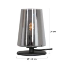 Steinhauer Luminaria de mesa ANCILLA de 1 llama, corto, con función de conmutación, cónico E27 IP20, negro mate regulable