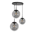 Luminaria colgante BOLLIQUE de 3 llamas, redondo E27 IP20, negro mate regulable