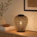 anne light & home Luminaria de mesa MAZE con interruptor E27 IP20, bambú claro, negro 