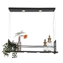 Steinhauer Luminaria colgante TØR de 6 llamas, con estante IP20, negro mate regulable