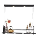 Steinhauer Luminaria colgante TØR de 6 llamas, con estante IP20, negro mate regulable