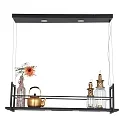 Steinhauer Luminaria colgante TØR de 6 llamas, con estante IP20, negro mate regulable