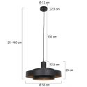 anne light & home Luminaria colgante FLINTER de 1 llama, cilíndrico, directo / indirecto E27 IP20, negro mate regulable