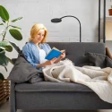 Mexlite Luminaria de pedestal PLATU con brazo flexible, con regulador táctil IP20, negro mate regulable