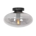 Steinhauer Luminaria de techo REFLEXION oval E27 IP20, color humo, negro regulable
