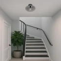 Steinhauer Luminaria de techo REFLEXION oval E27 IP20, color humo, negro regulable