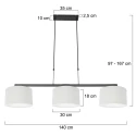 Steinhauer pendant luminaire STANG 3 flames E27 IP20, black, white dimmable