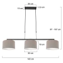 Steinhauer pendant luminaire STANG 3 flames E27 IP20, mud