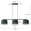Steinhauer pendant luminaire STANG 3 flames E27 IP20, dark green