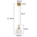 Mexlite pendant luminaire GRAZIOGLASS ?18cm E27 IP20, brass