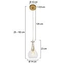 Mexlite pendant luminaire GRAZIOGLASS ?14cm E27 IP20, brass