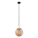Luminaria colgante BOLLIQUE redondo E27 IP20, ámbar, latón, negro regulable