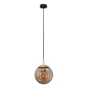 pendant luminaire BOLLIQUE round E27 IP20, amber, brass, black dimmable